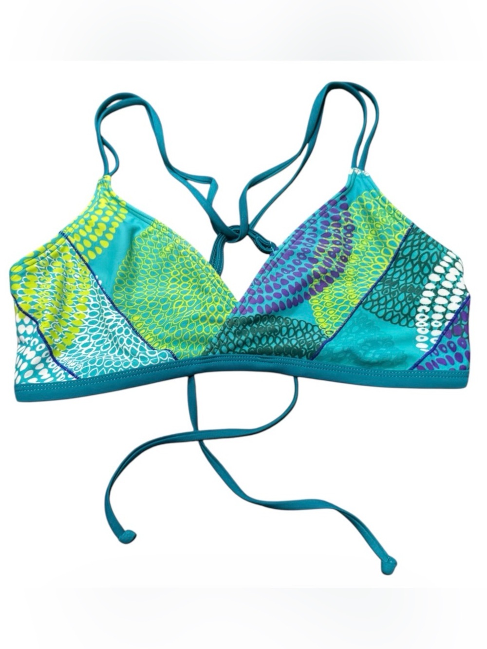 Prana Taala Bikini Top - Women's Size Large Green Blue Geometric